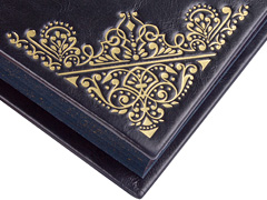 Купить Библию в кожаном переплете, чёрную с синим отливом, синоидальный перевод. Фото 1